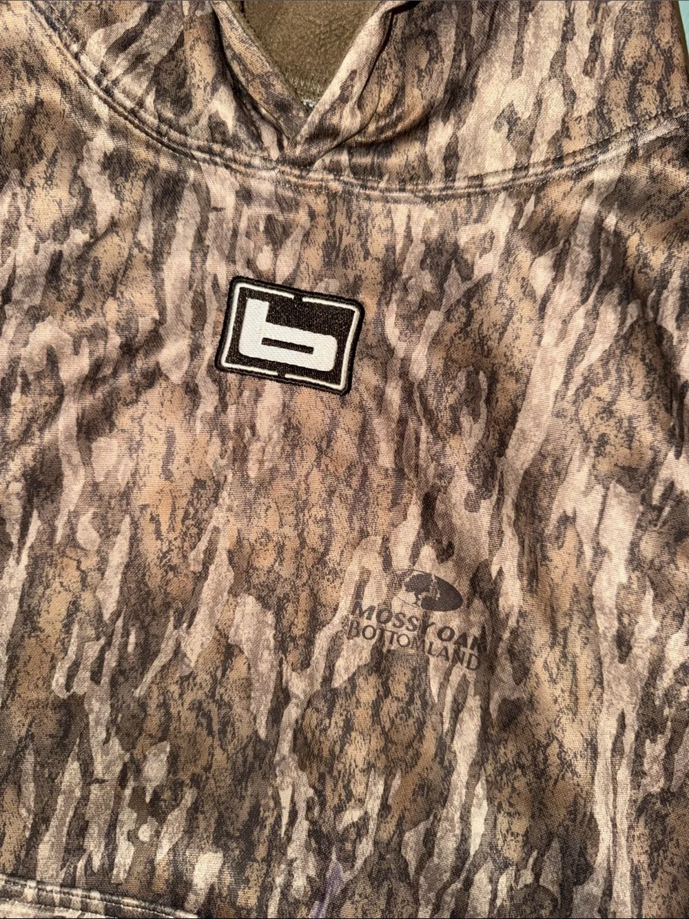 Banded fleece lined hoodie in mossy oak bottomland camo